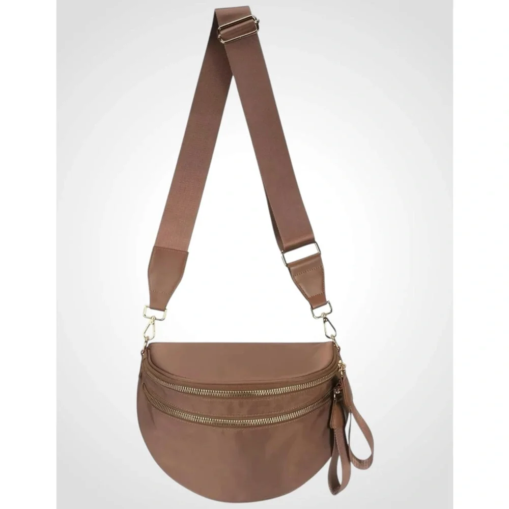 Tan Nylon Crossbody Bag